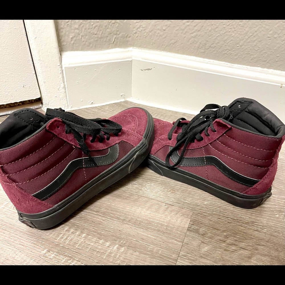 Size 6.5 women's Burgundy High top Vans.